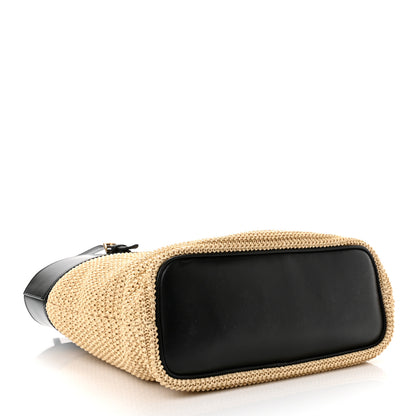 Saint Laurent Calfskin Raffia Mini Shopper Tote Naturale Black 4 of 10