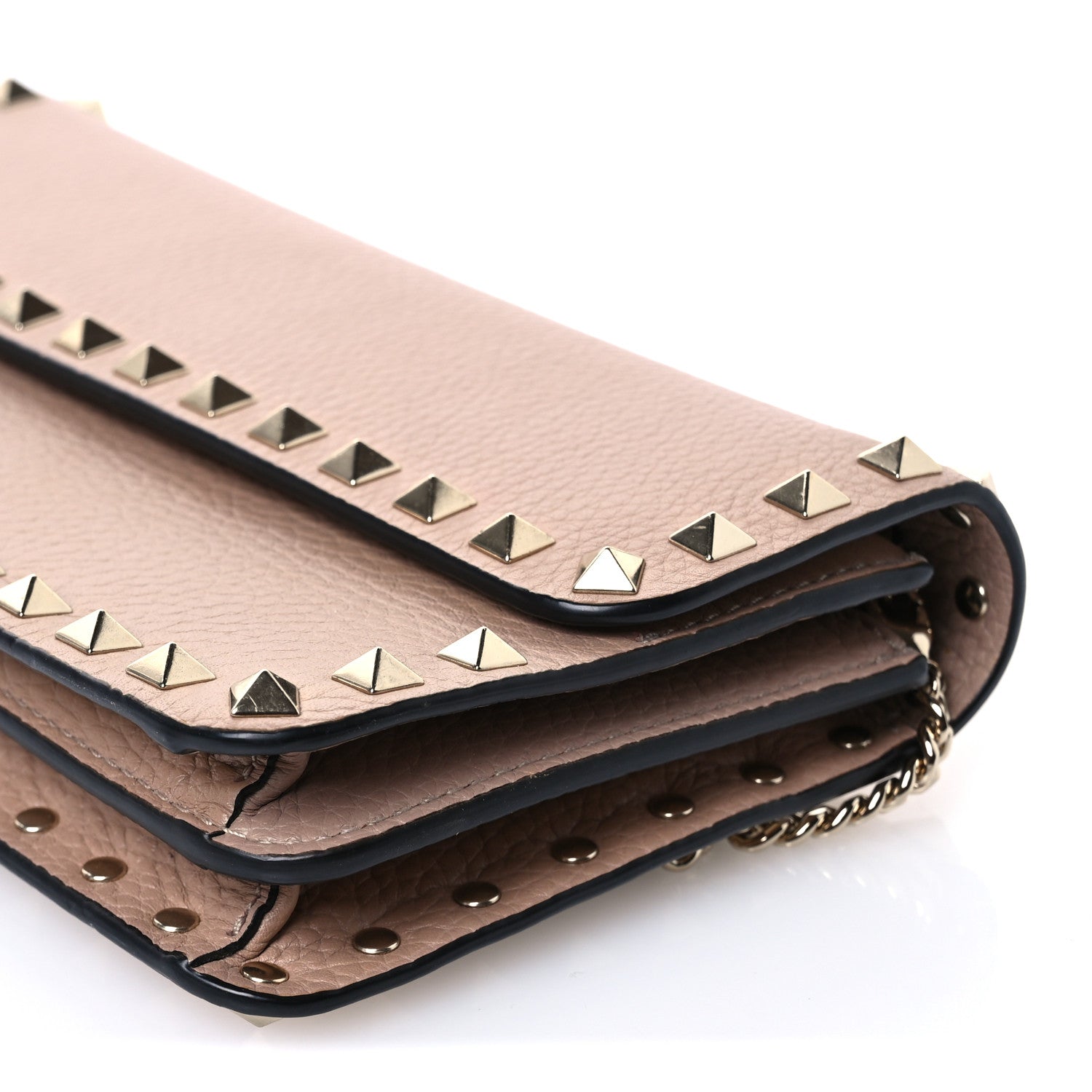 Valentino Garavani Grainy Calfskin Rockstud Chain Pouch Poudre 9 of 9