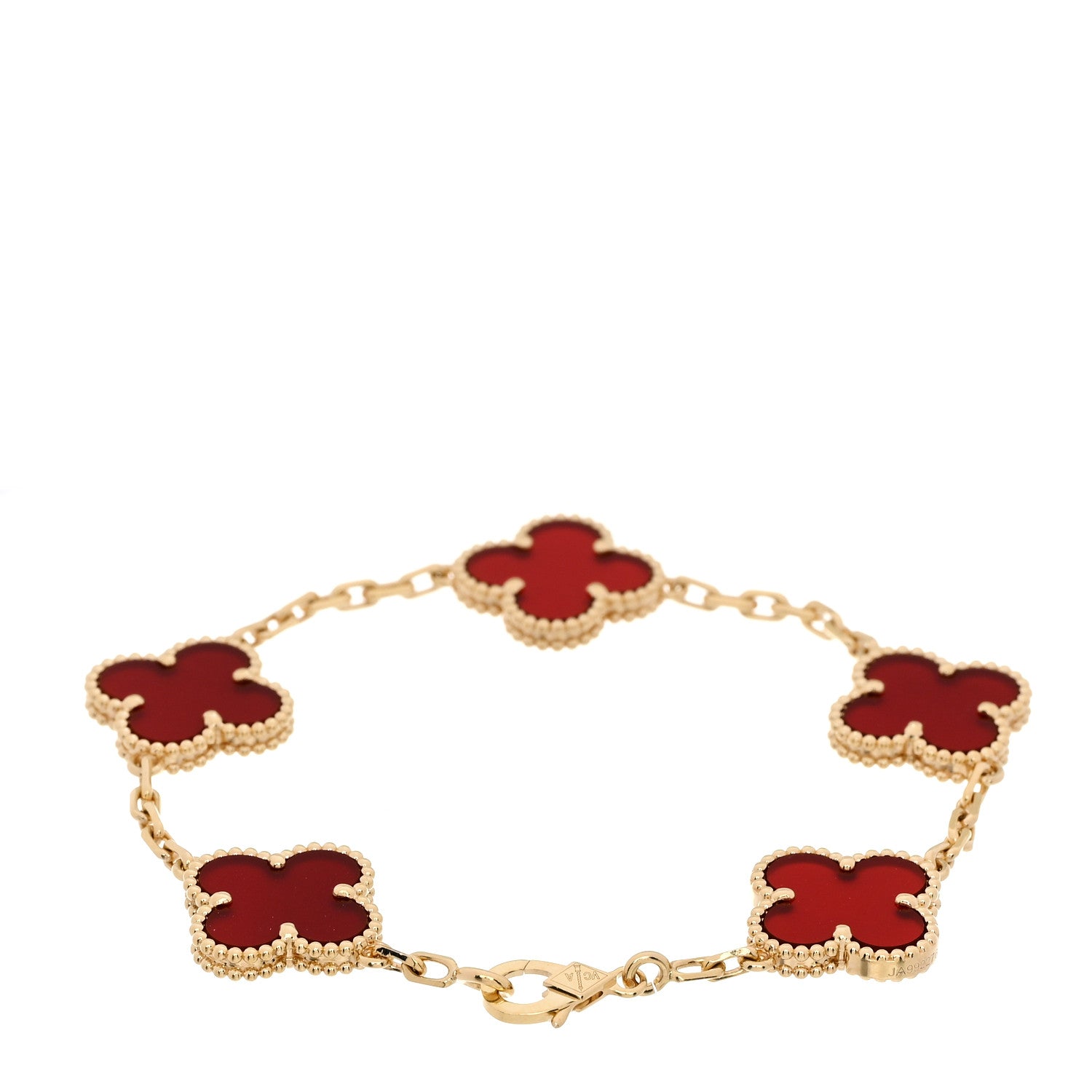 Van Cleef & Arpels 18K Yellow Gold Carnelian 5 Motifs Vintage Alhambra Bracelet 3 of 7