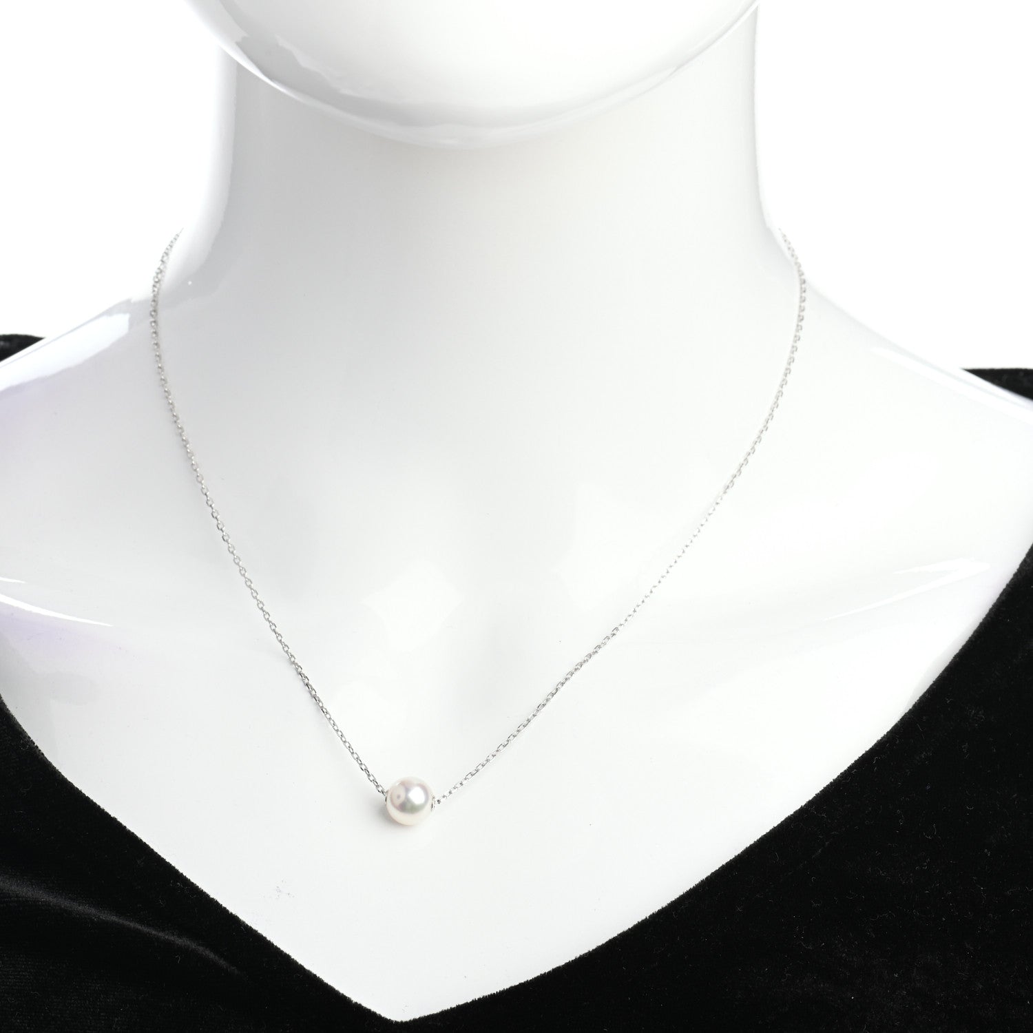 Mikimoto 18K White Gold Akoya Pearl 8mm Single Pendant Necklace 2 of 4