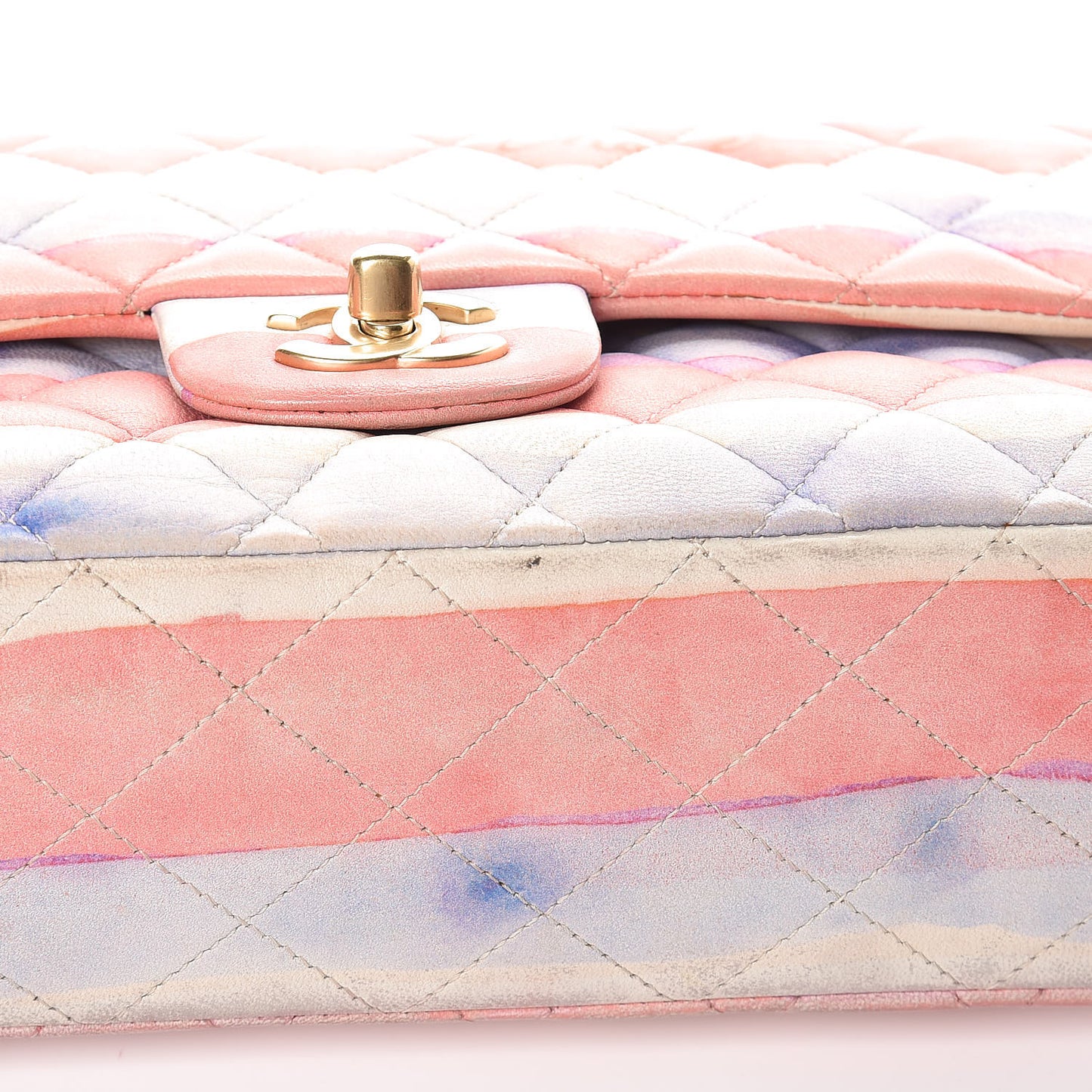 Lambskin Quilted Medium Double Flap Multicolor