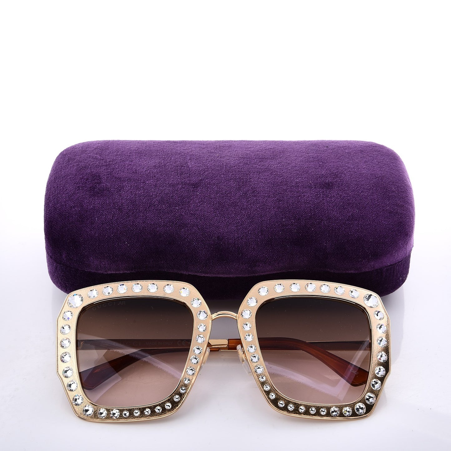 Metal Acetate Crystal Oversize GG0115S Sunglasses Gold