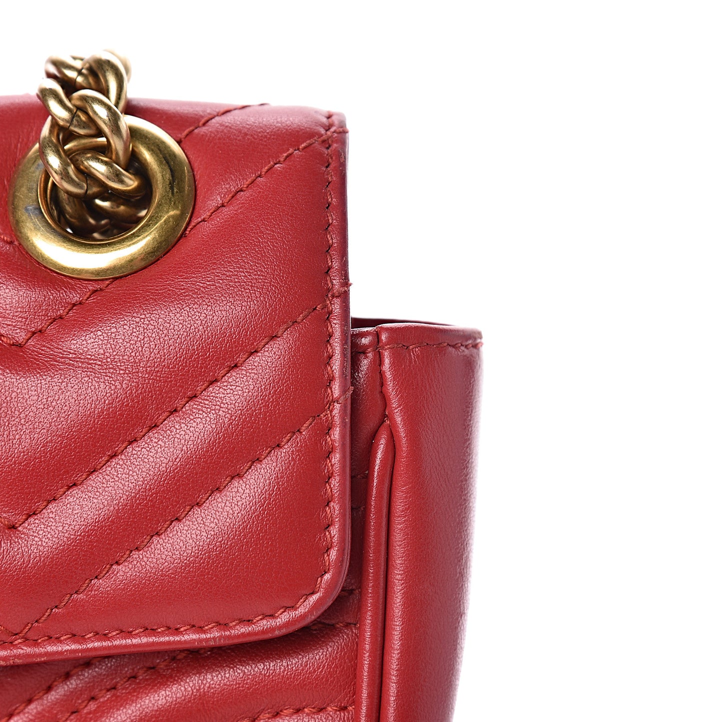 Calfskin Matelasse Mini GG Marmont Shoulder Bag Hibiscus Red