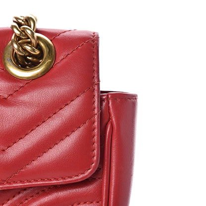 Gucci Calfskin Matelasse Mini GG Marmont Shoulder Bag Hibiscus Red 14 of 19