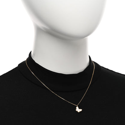 Van Cleef & Arpels 18K Yellow Gold Mother of Pearl Sweet Alhambra Butterfly Pendant Necklace 2 of 5