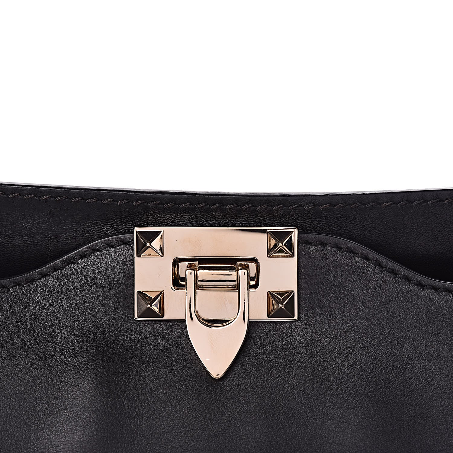 Valentino Garavani Vitello Monochrome Medium Rockstud Tote Black Light Ivory 14 of 16