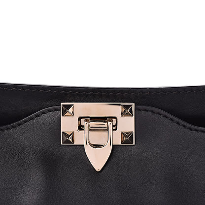 Valentino Garavani Vitello Monochrome Medium Rockstud Tote Black Light Ivory 14 of 16