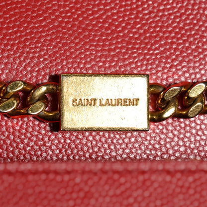 Saint Laurent Grain De Poudre Small Classic Monogram Satchel Red 7 of 9