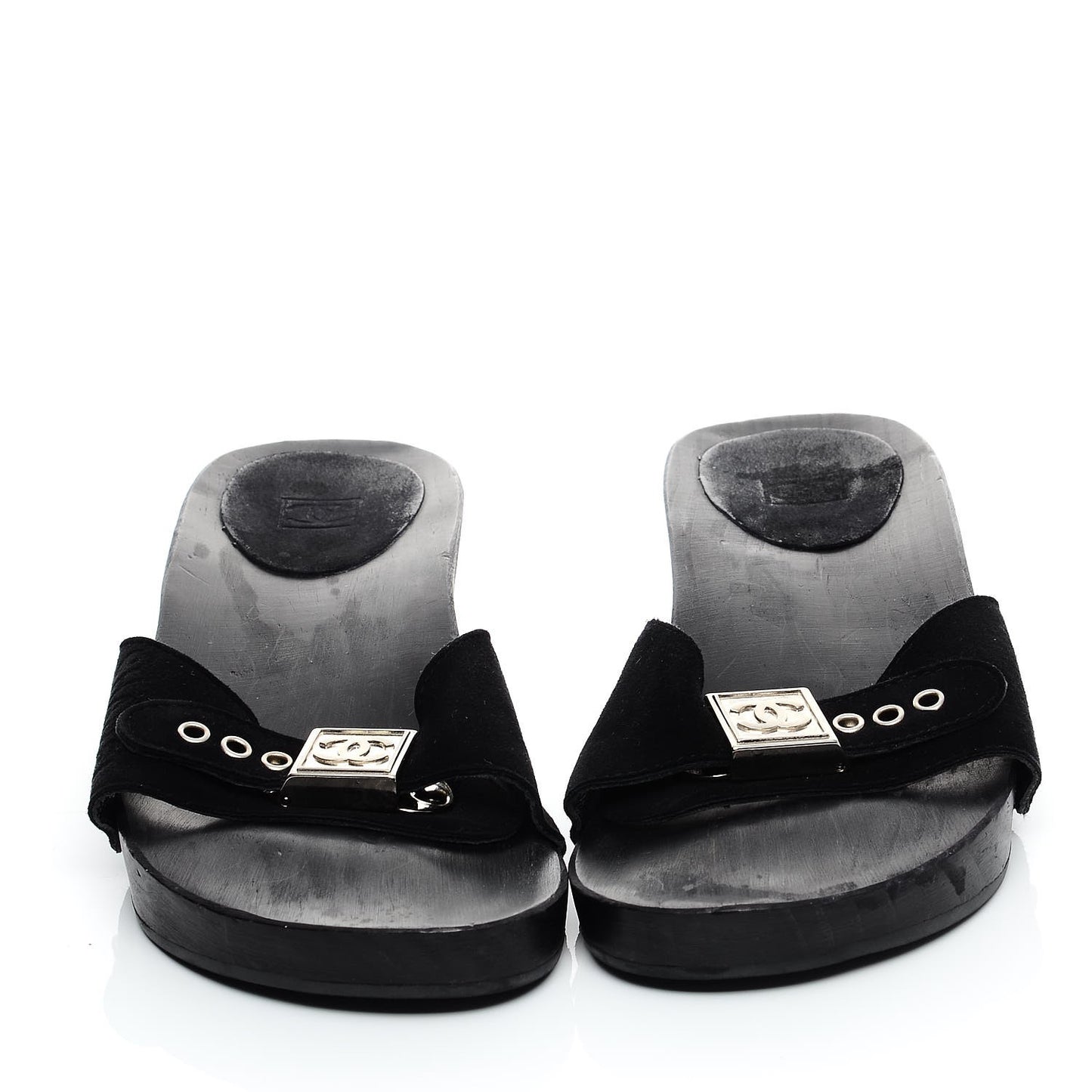 Suede CC Buckle Clogs 36 Black