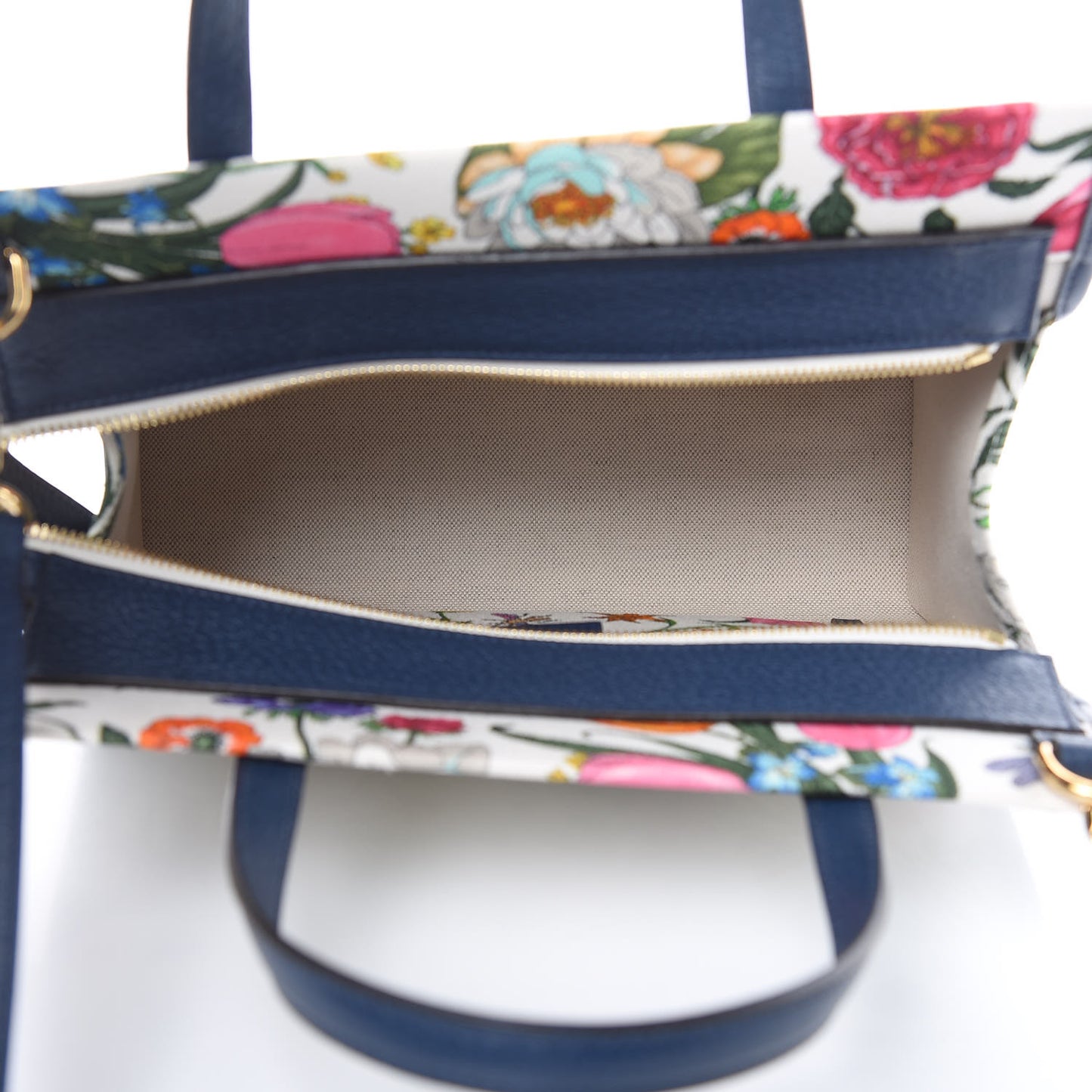 Canvas Medium Flora Tote White Multicolor Blue Agata