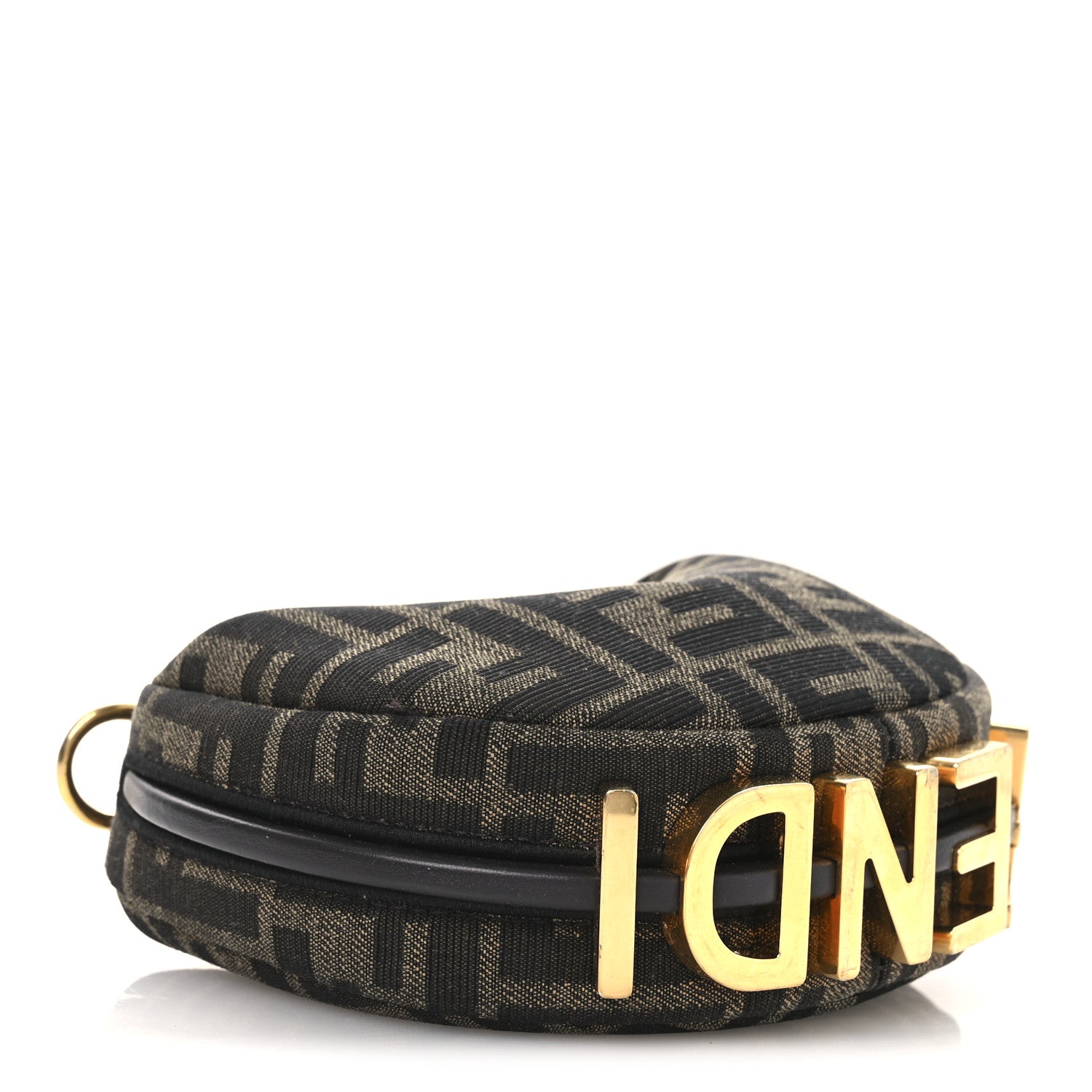 Fendi Fabric Jacquard FF 1974 Nano Fendigraphy Hobo Charm Tobacco Moro 4 of 12