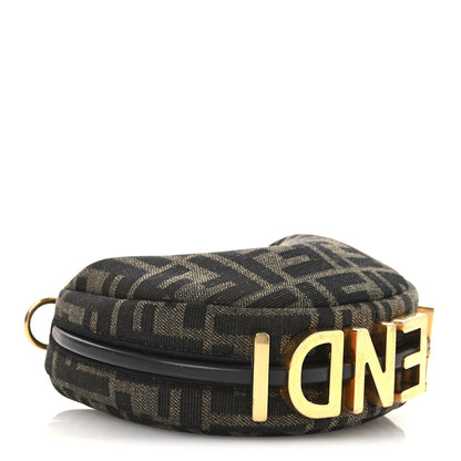 Fendi Fabric Jacquard FF 1974 Nano Fendigraphy Hobo Charm Tobacco Moro 4 of 12
