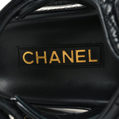 Chanel Shiny Calfskin Velcro Dad Sandals 38 Black 8 of 9