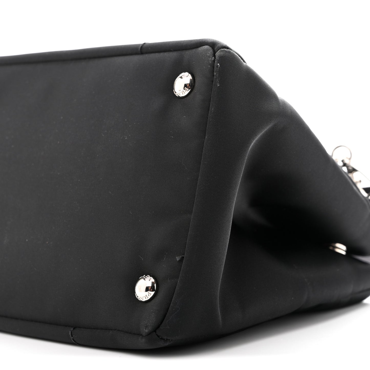 Tessuto Nylon Nappa Zip Pocket Chain Tote Black