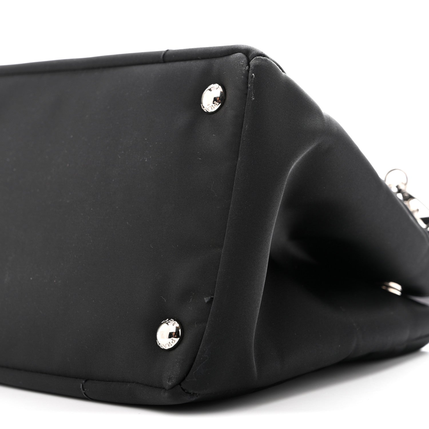 Prada Tessuto Nylon Nappa Zip Pocket Chain Tote Black 9 of 12