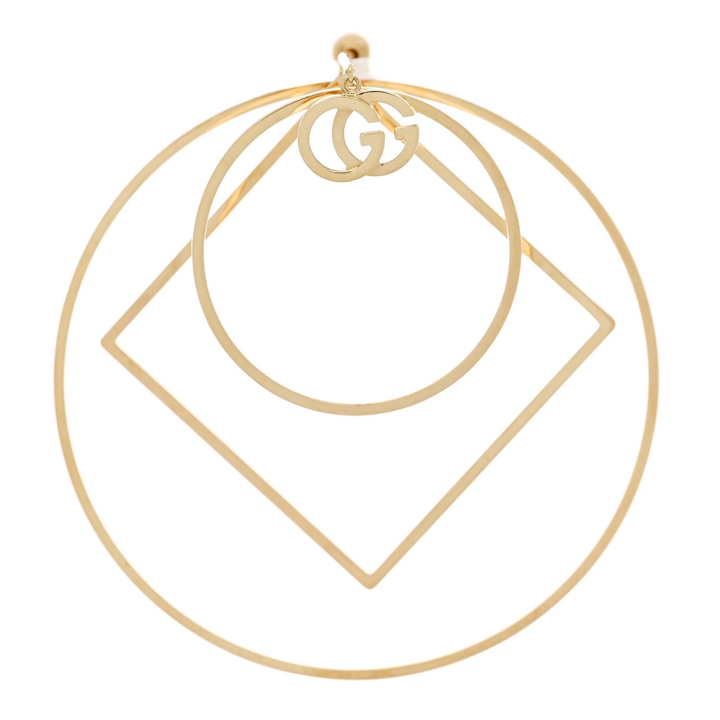 18K Yellow Gold Running G Square Round Single Earring