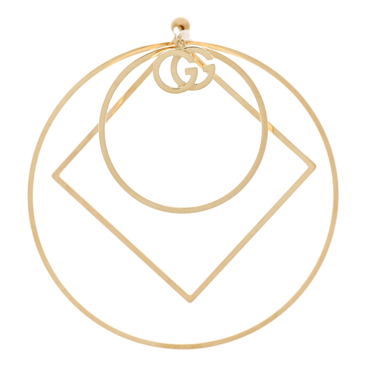 Gucci 18K Yellow Gold Running G Square Round Single Earring 1 of 7