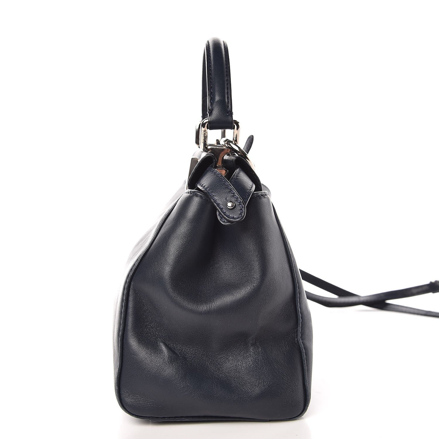 Fendi Nappa Mini Peekaboo Iconic Satchel Dark Blue 14 of 16