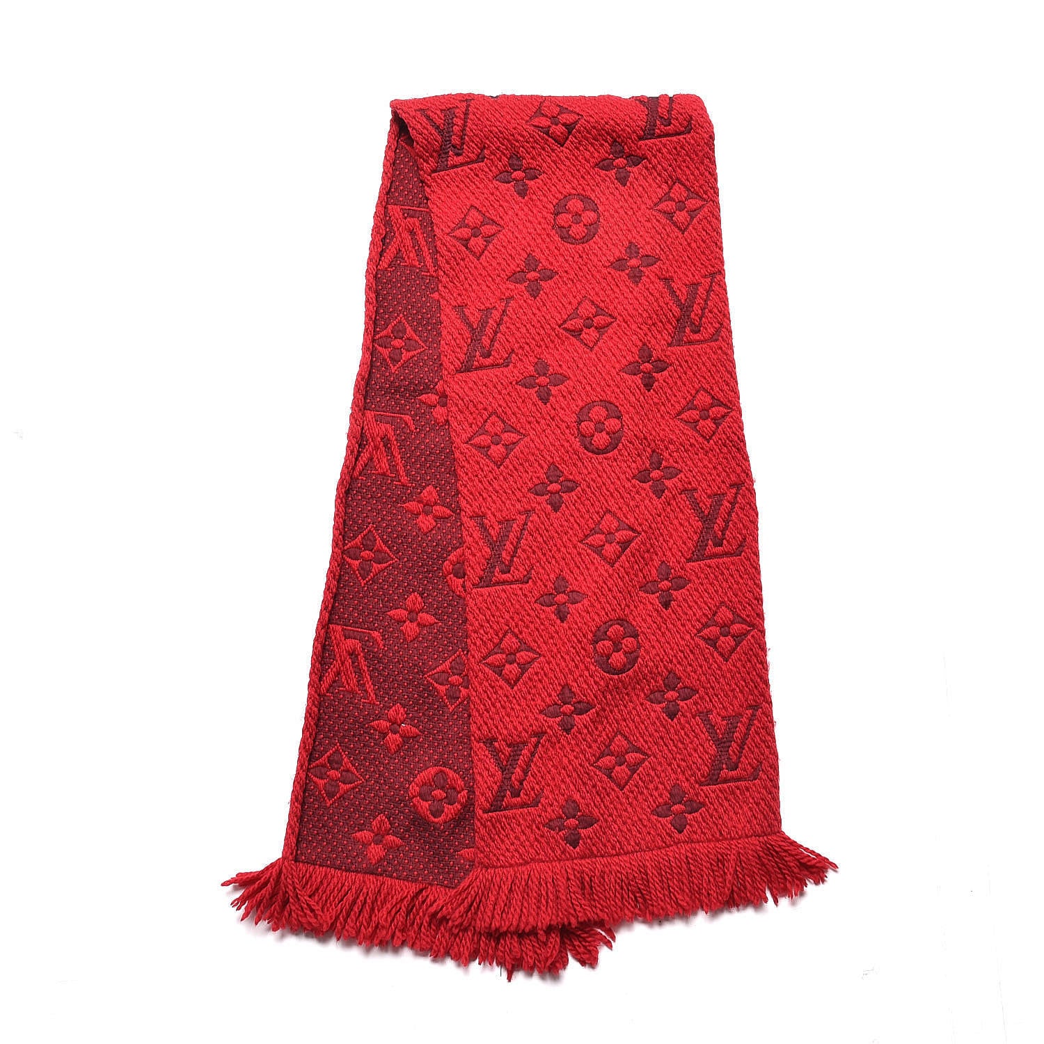 Louis Vuitton Wool Silk Logomania Scarf Rubis 4 of 5