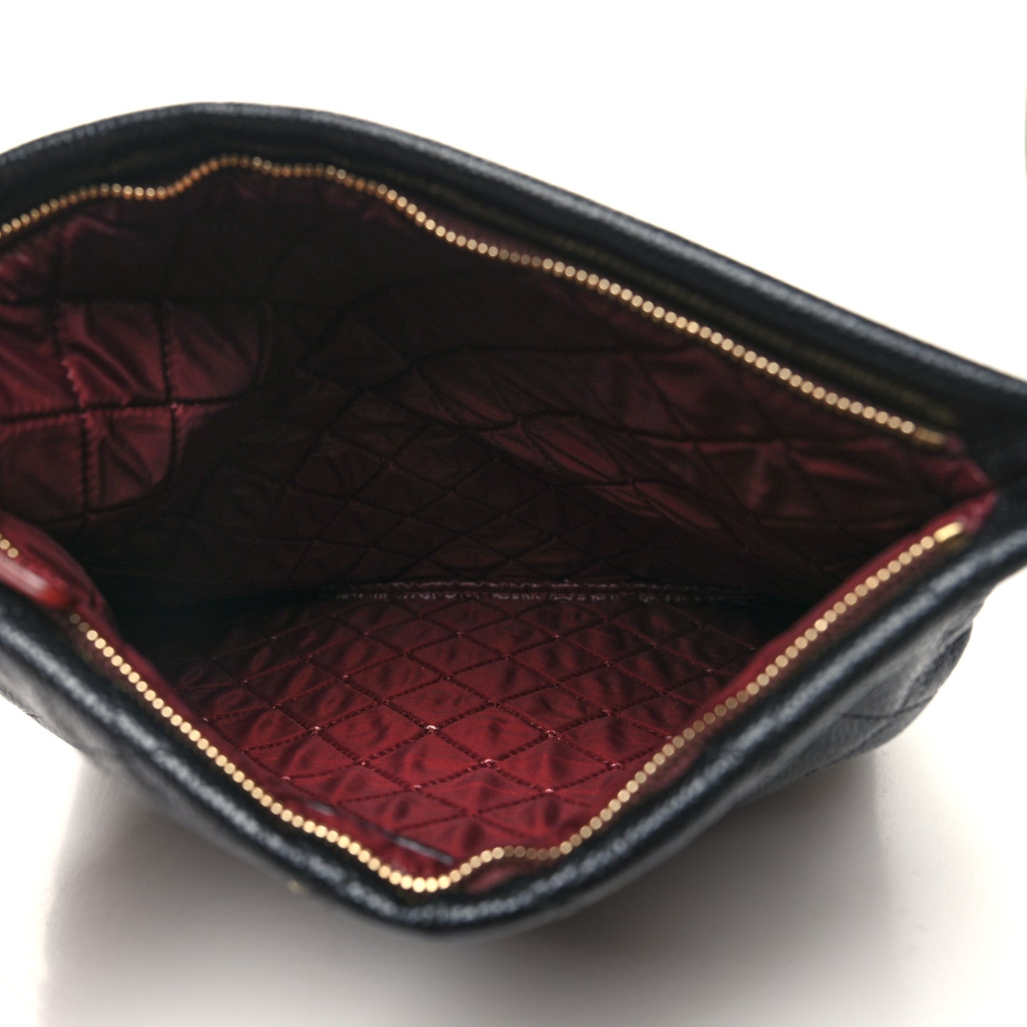 Caviar Quilted CC Beauty Clutch Black