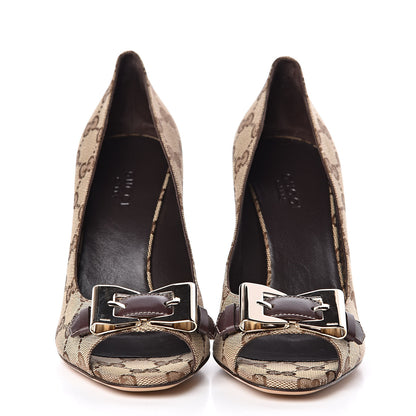 Gucci Monogram Bow Sandals 36.5 Brown 2 of 9