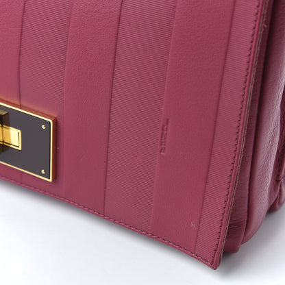 Fendi Grained Calfskin Pequin Embossed Medium Claudia Shoulder Bag Burgundy 11 of 12