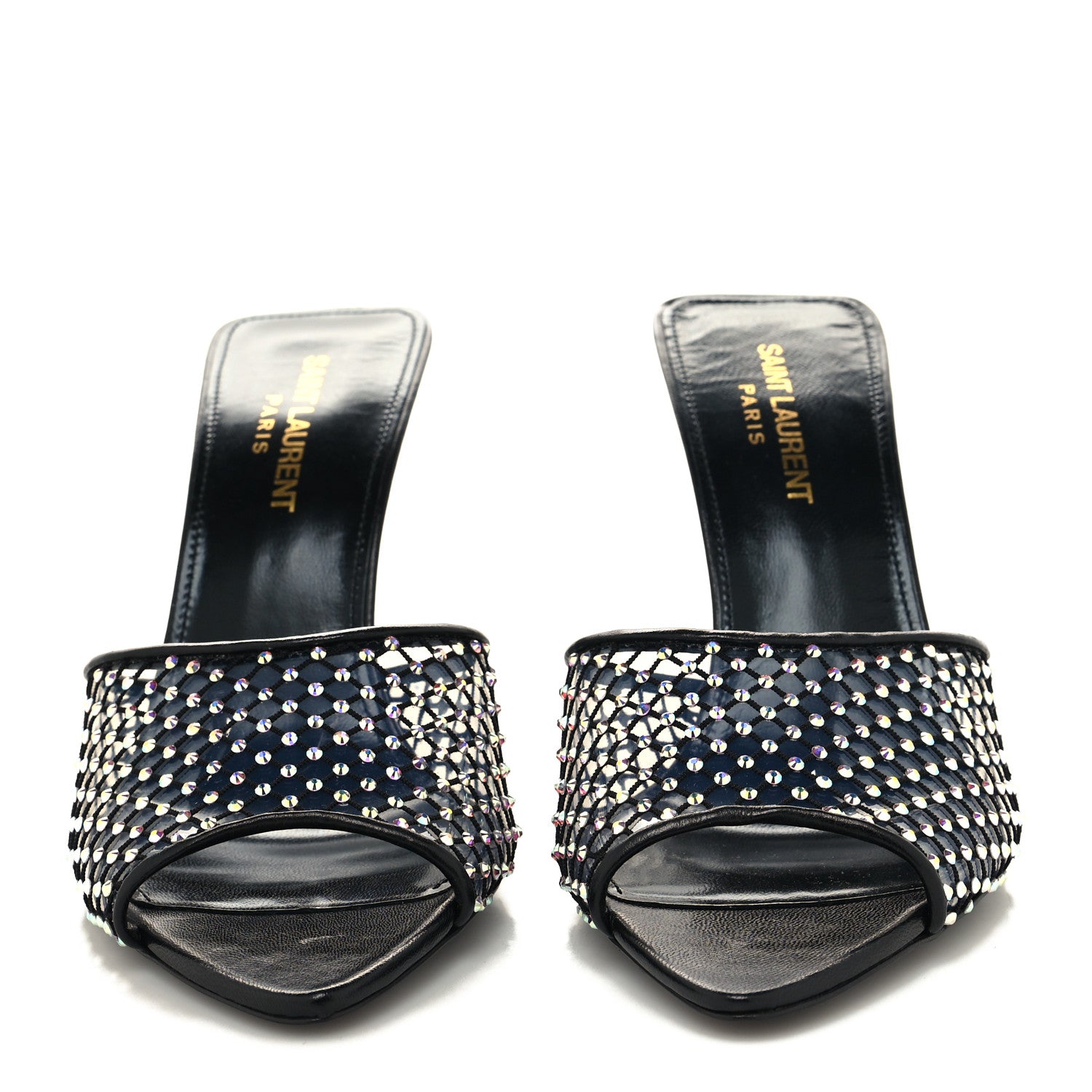 Saint Laurent Mesh Strass Giqua 95 Mule Sandals 36.5 Black 2 of 8