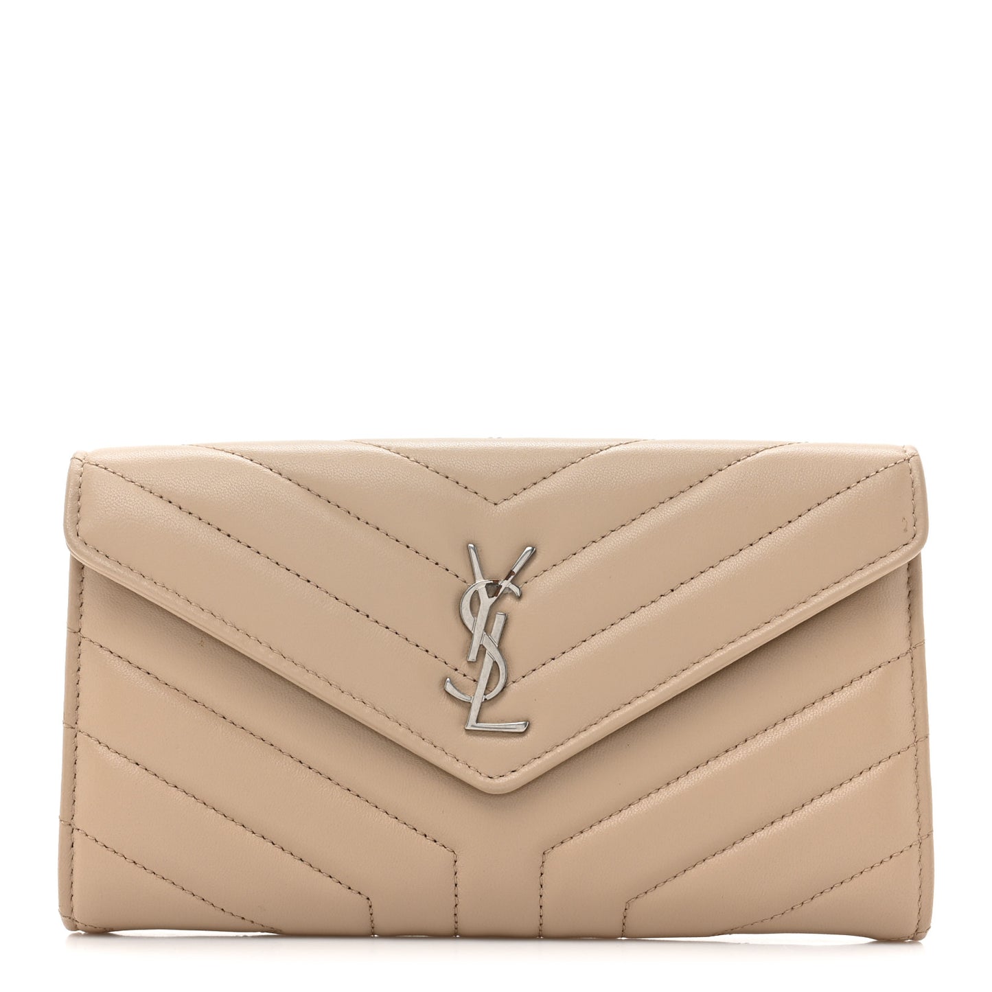 Lambskin Y Quilted Monogram Large Loulou Flap Wallet Nude Powder