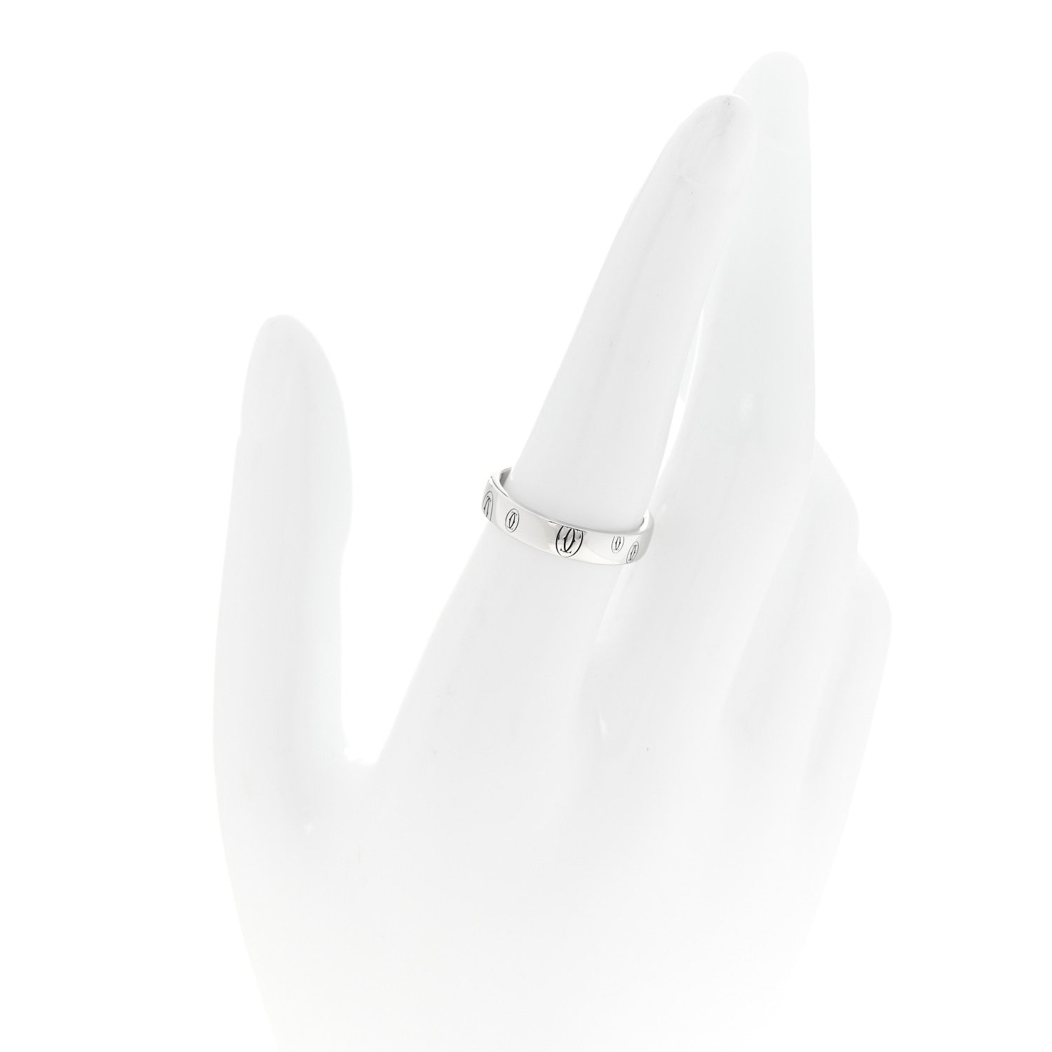 Cartier 18K White Gold 4mm Happy Birthday Band Ring 55 7.25 2 of 4