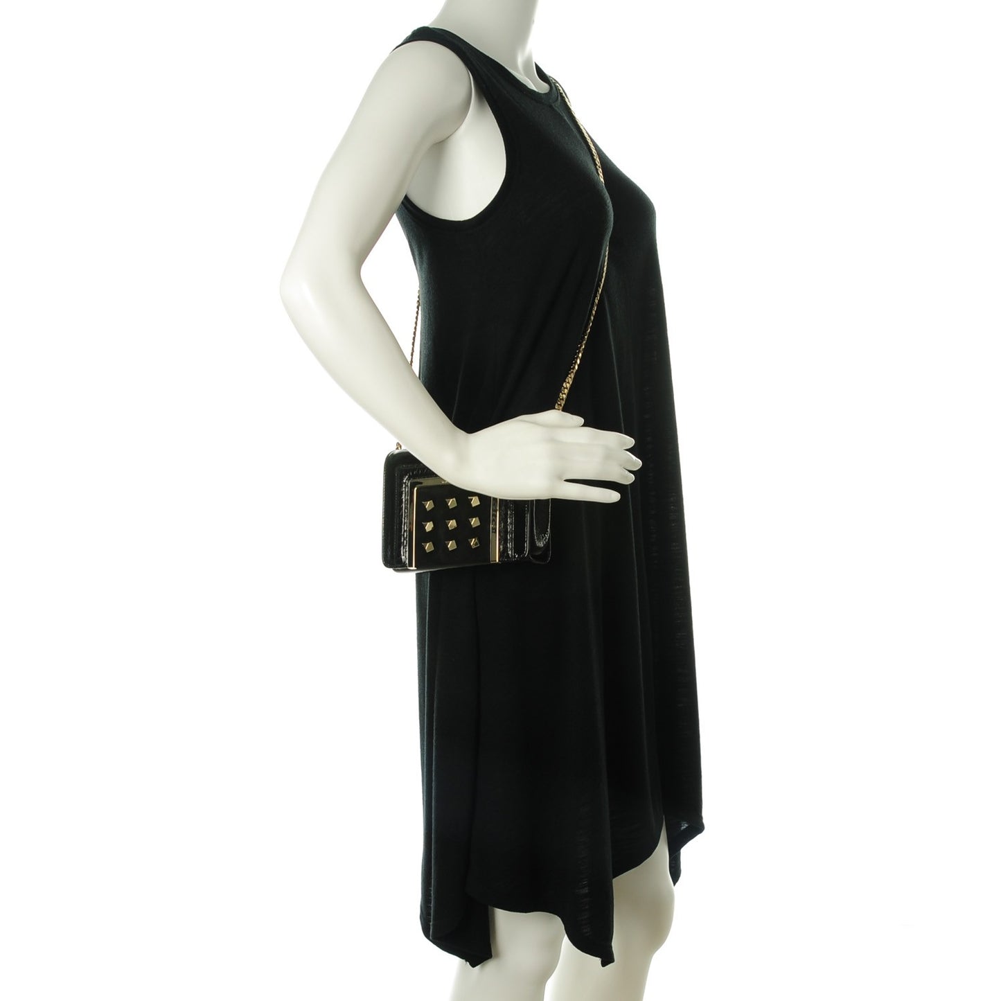 Crinkled Patent Elaphe Ava Crossbody Bag Black