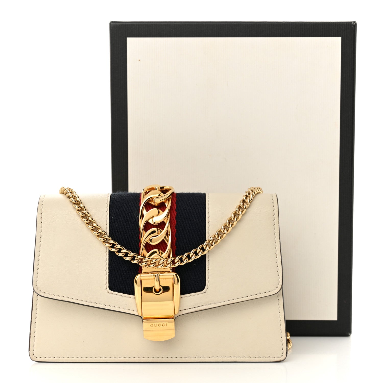 Gucci Calfskin Super Mini Sylvie Chain Shoulder Bag White 14 of 14