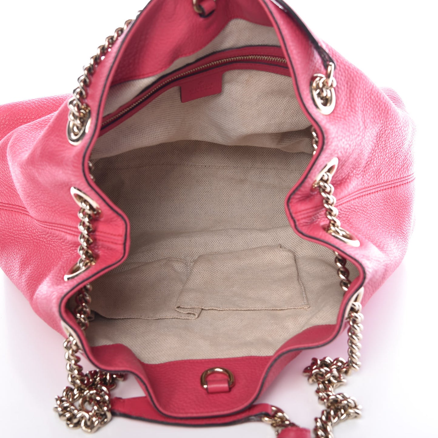 Pebbled Calfskin Medium Soho Chain Shoulder Bag Pink
