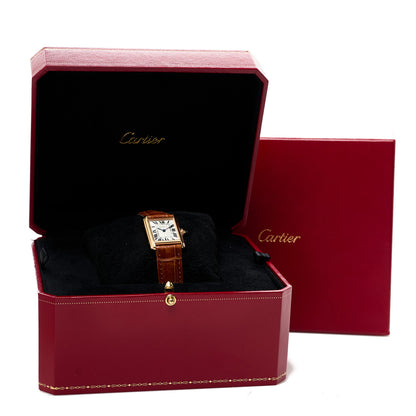 Cartier 18K Pink Gold Alligator 22mm Tank Louis Manual Winding Watch Brown 5 of 5