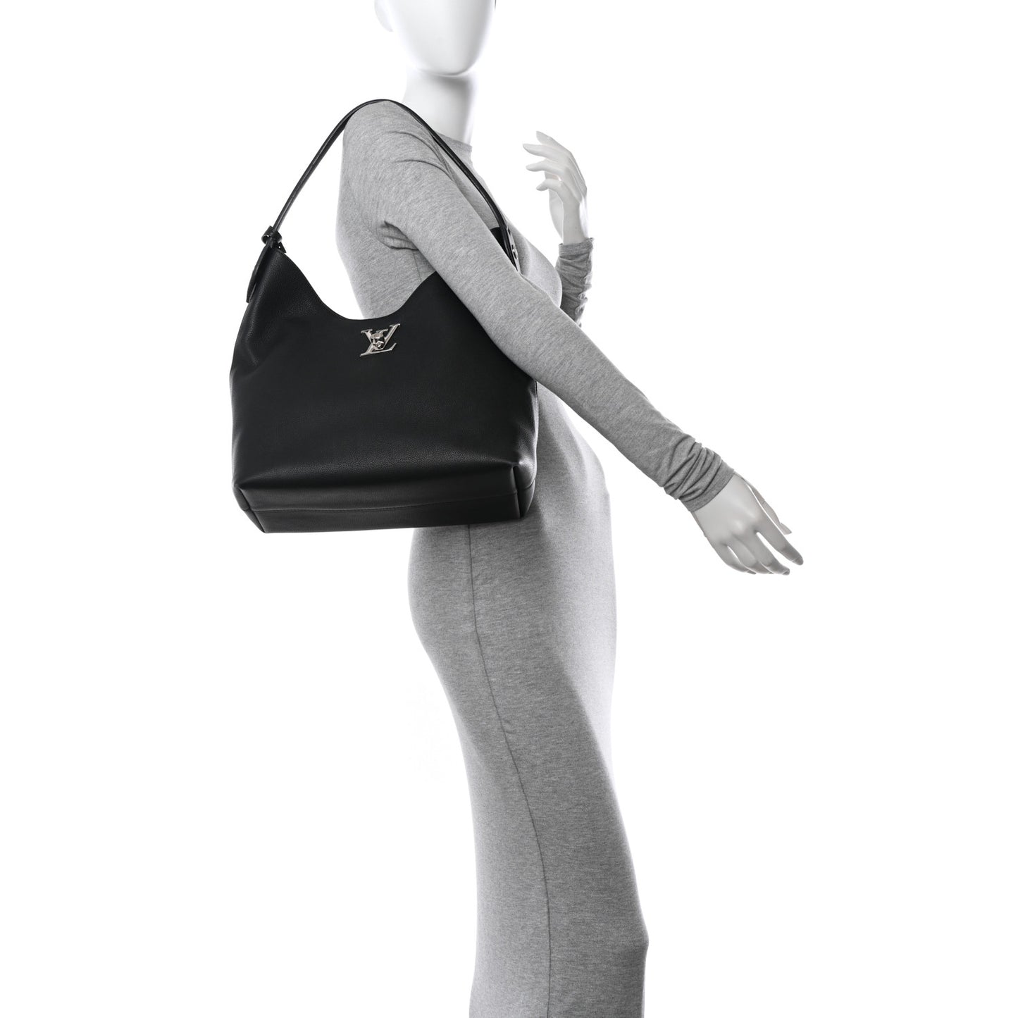 Calfskin Lockme Hobo Black