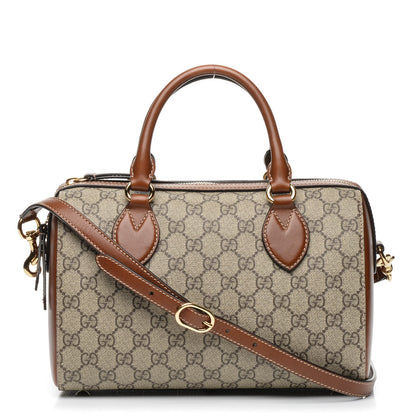 Gucci GG Supreme Monogram Cuoio Toscano Small Boston Beige Ebony Cuir 1 of 6