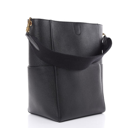 Celine Soft Grained Calfskin Sangle Bucket Bag Black 3 of 8