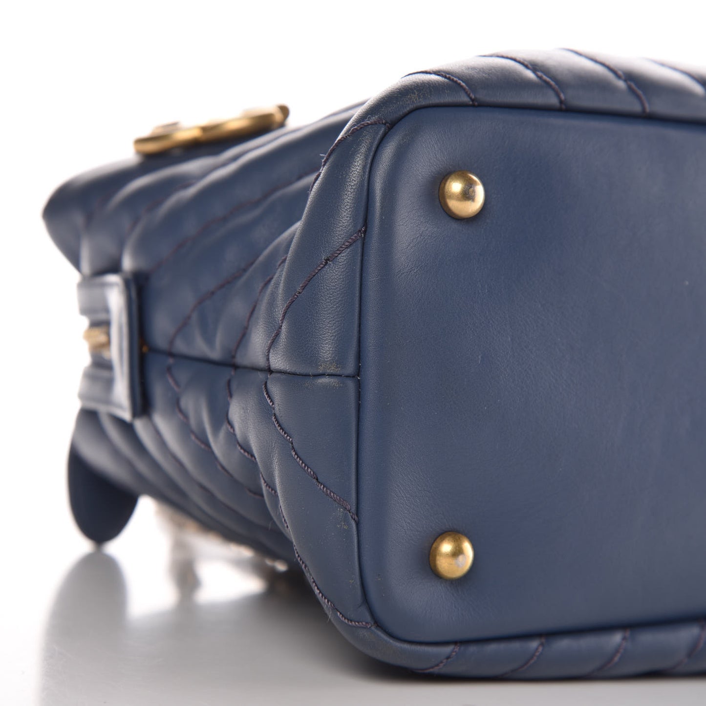Calfskin Chevron Quilted Surpique Tote Blue