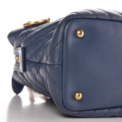 Chanel Calfskin Chevron Quilted Surpique Tote Blue 9 of 10