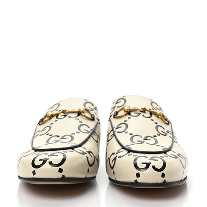 Gucci Azalea Calfskin GG Monogram Bi-Color Debossed Womens Princetown Slippers 39 White Black 2 of 9