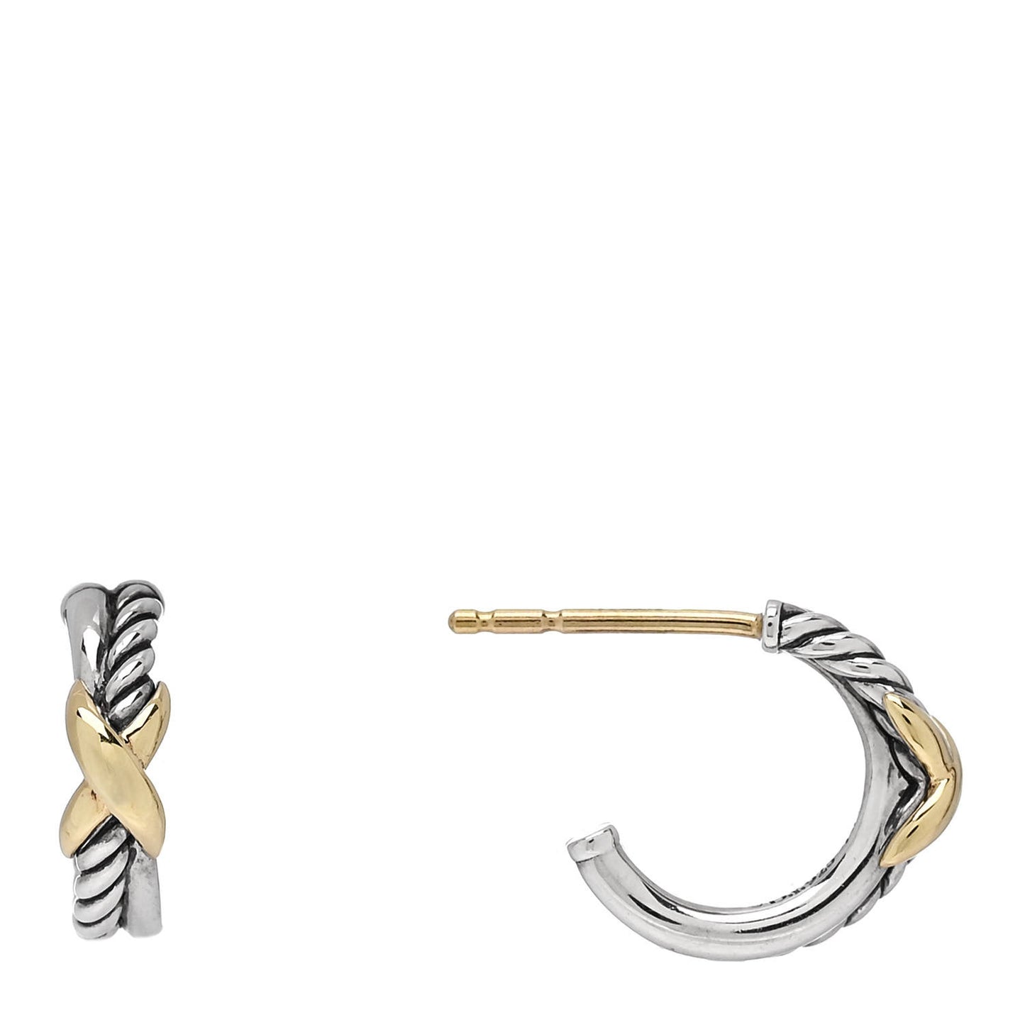Sterling Silver 18K Yellow Gold Petite X Hoop Earrings