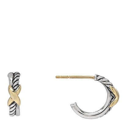 David Yurman Sterling Silver 18K Yellow Gold Petite X Hoop Earrings 1 of 5