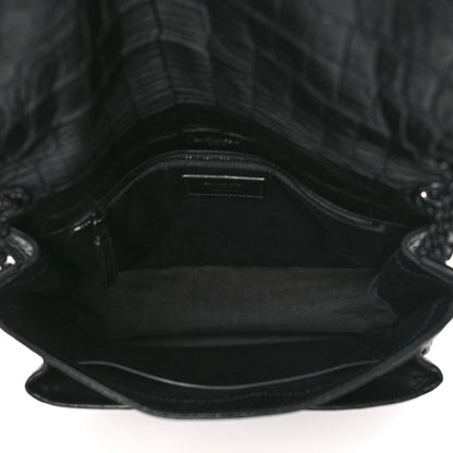Saint Laurent Crocodile Embossed Lambskin Monogram Medium Niki Chain Satchel Black 5 of 10