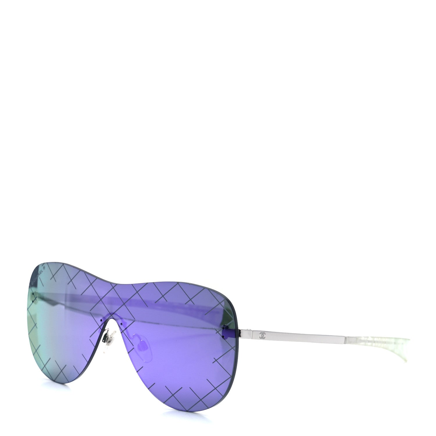Chanel Shield Runway Sunglasses 4215 Silver Purple 1 of 7
