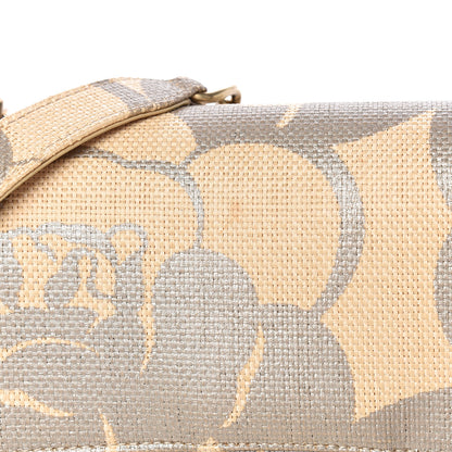 Chanel Woven Straw Camellia Print Medium Single Flap 11 of 12