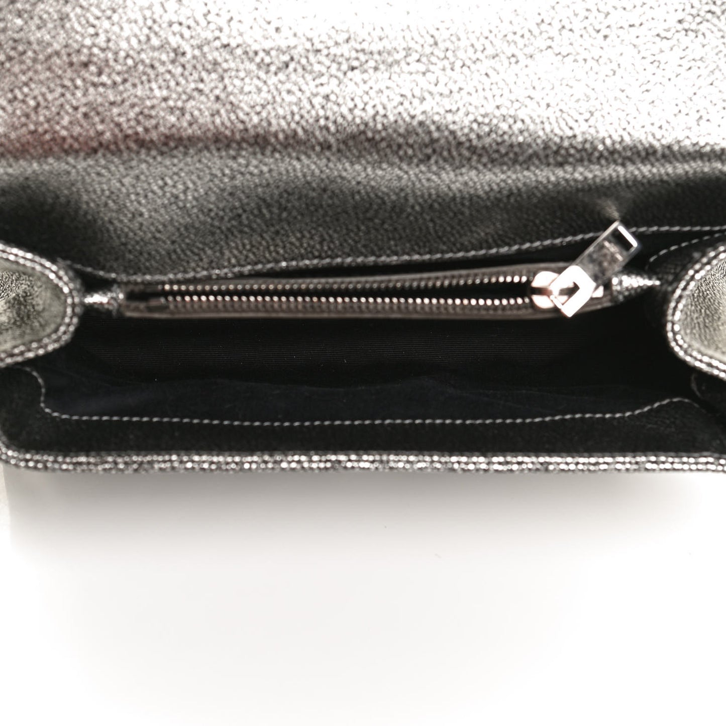 Metallic Grain De Poudre Matelasse Chevron Monogram Medium College Bag Gunmetal