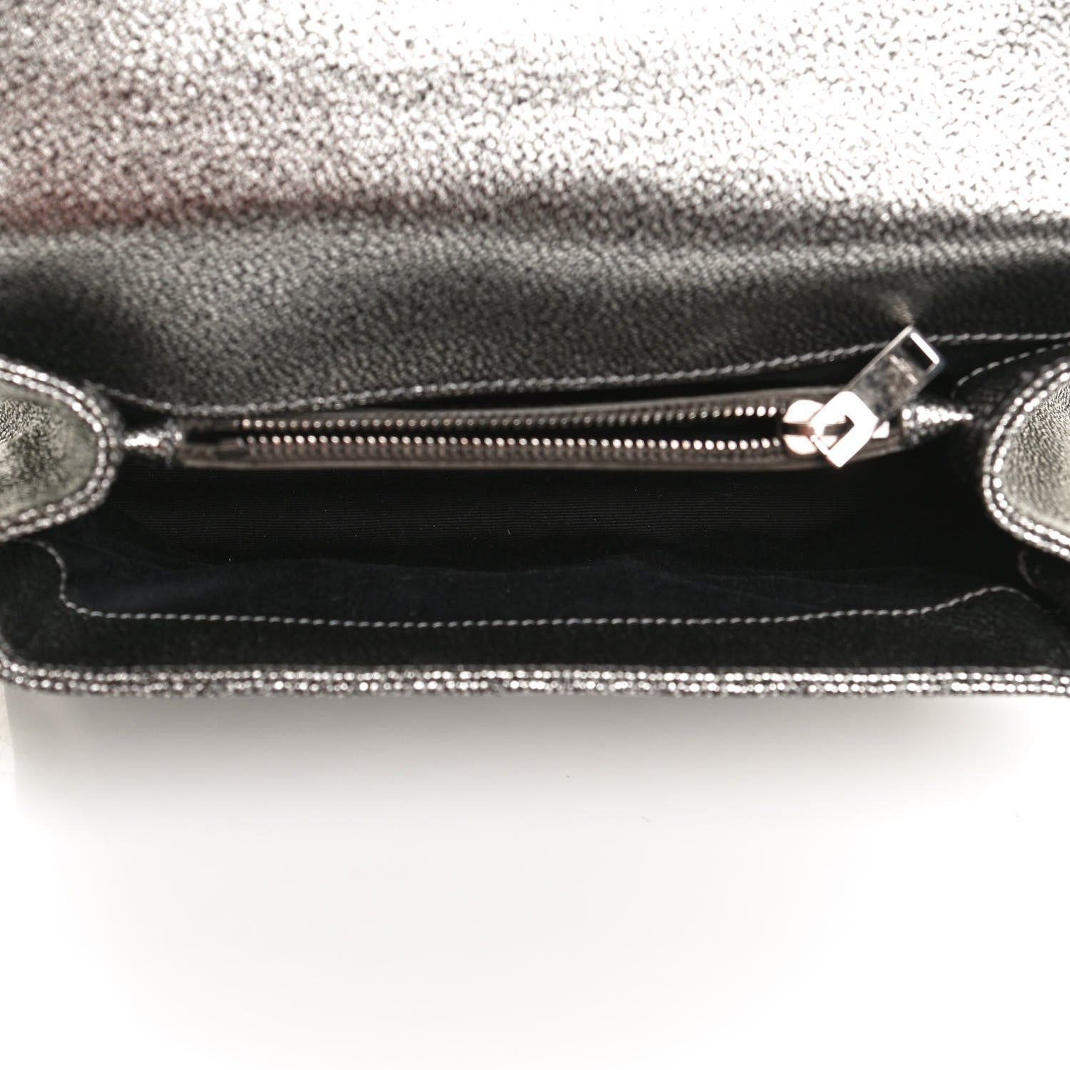Saint Laurent Metallic Grain De Poudre Matelasse Chevron Monogram Medium College Bag Gunmetal 5 of 12