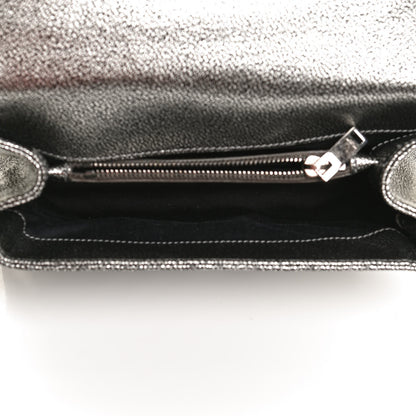 Saint Laurent Metallic Grain De Poudre Matelasse Chevron Monogram Medium College Bag Gunmetal 5 of 12