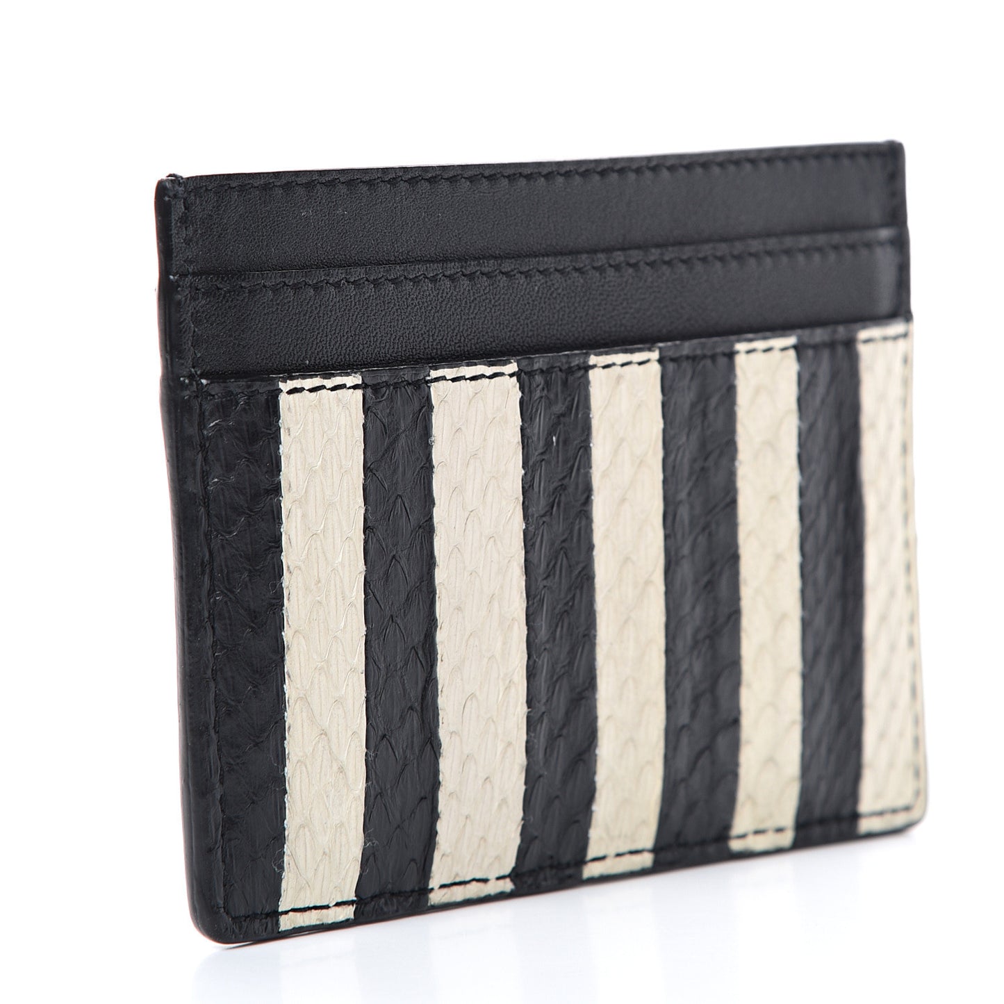 Elaphe Striped Card Case Black