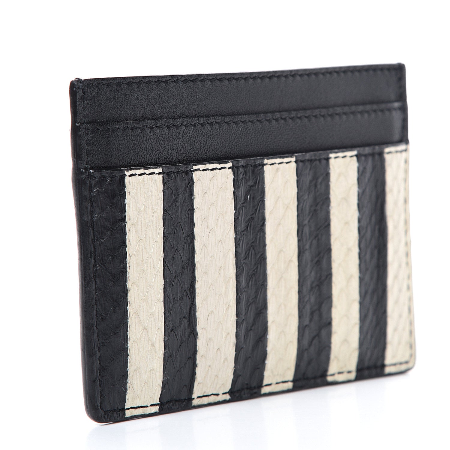 Saint Laurent Elaphe Striped Card Case Black 2 of 7
