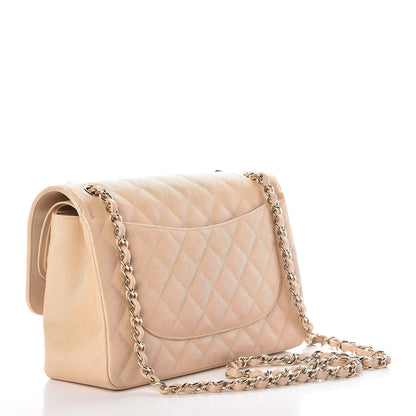 Chanel Iridescent Caviar Quilted Jumbo Double Flap Beige 3 of 26